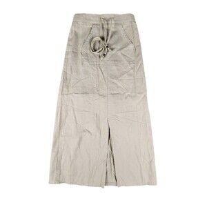 Amy Byer Skirt Juniors M Beige Long Straight Twill Beaded Drawstring Pocket USA